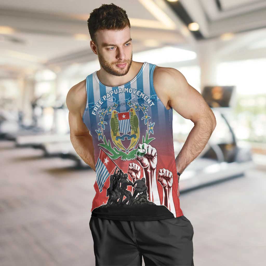 Personalised Free West Papua Men Tank Top One People One Soul Unique Style LT05 Blue - Polynesian Pride