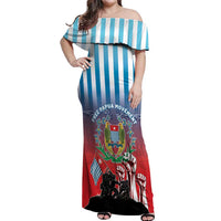 Personalised Free West Papua Off Shoulder Maxi Dress One People One Soul Unique Style LT05 Women Blue - Polynesian Pride