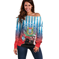 Personalised Free West Papua Off Shoulder Sweater One People One Soul Unique Style LT05 Women Blue - Polynesian Pride