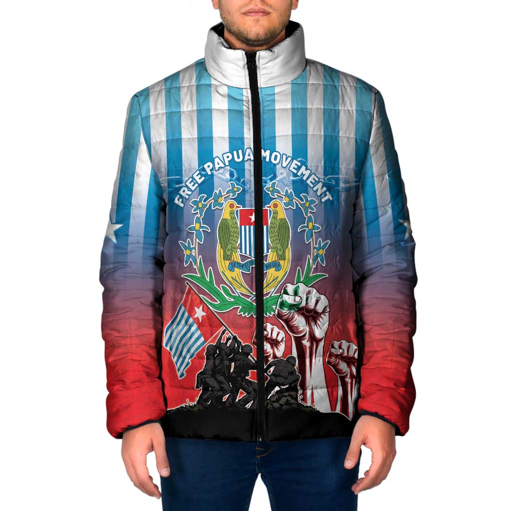 Personalised Free West Papua Padded Jacket One People One Soul Unique Style LT05 Men Blue - Polynesian Pride