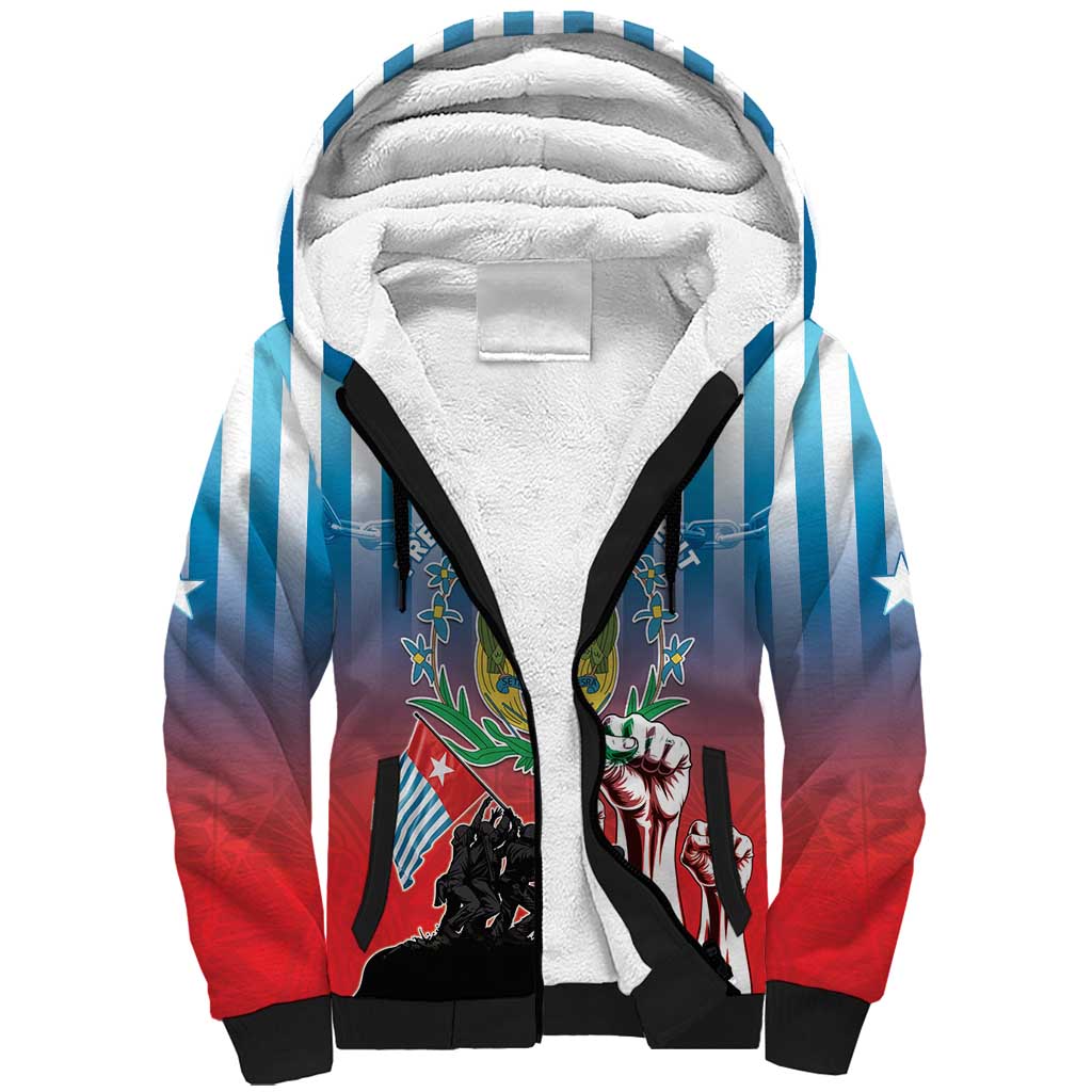 Personalised Free West Papua Sherpa Hoodie One People One Soul Unique Style - Polynesian Pride