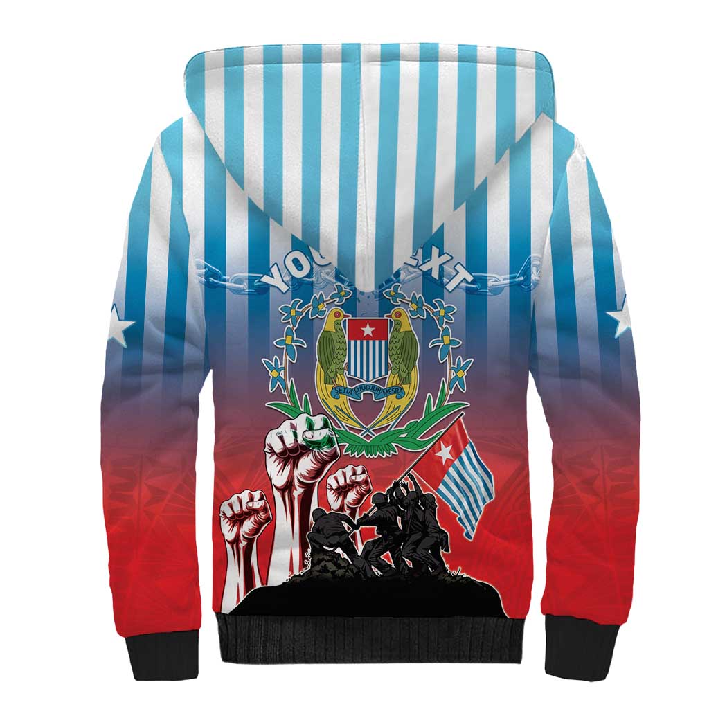 Personalised Free West Papua Sherpa Hoodie One People One Soul Unique Style - Polynesian Pride