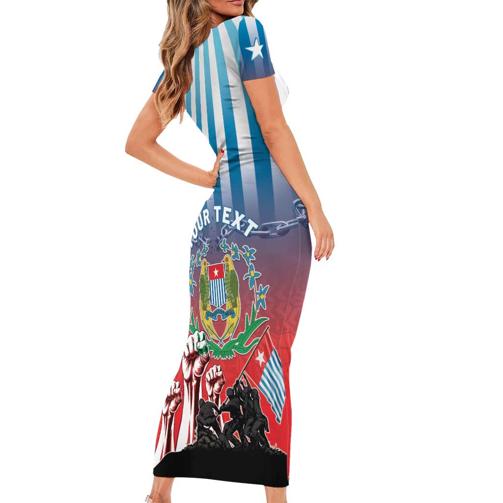 Personalised Free West Papua Short Sleeve Bodycon Dress One People One Soul Unique Style LT05 - Polynesian Pride