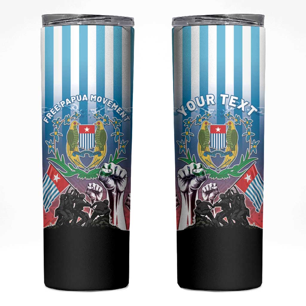 Personalised Free West Papua Skinny Tumbler One People One Soul Unique Style LT05 Blue - Polynesian Pride