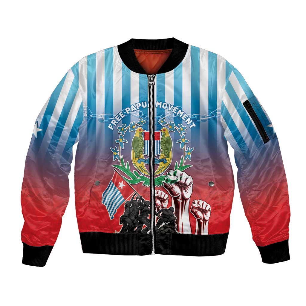 Personalised Free West Papua Sleeve Zip Bomber Jacket One People One Soul Unique Style - Polynesian Pride
