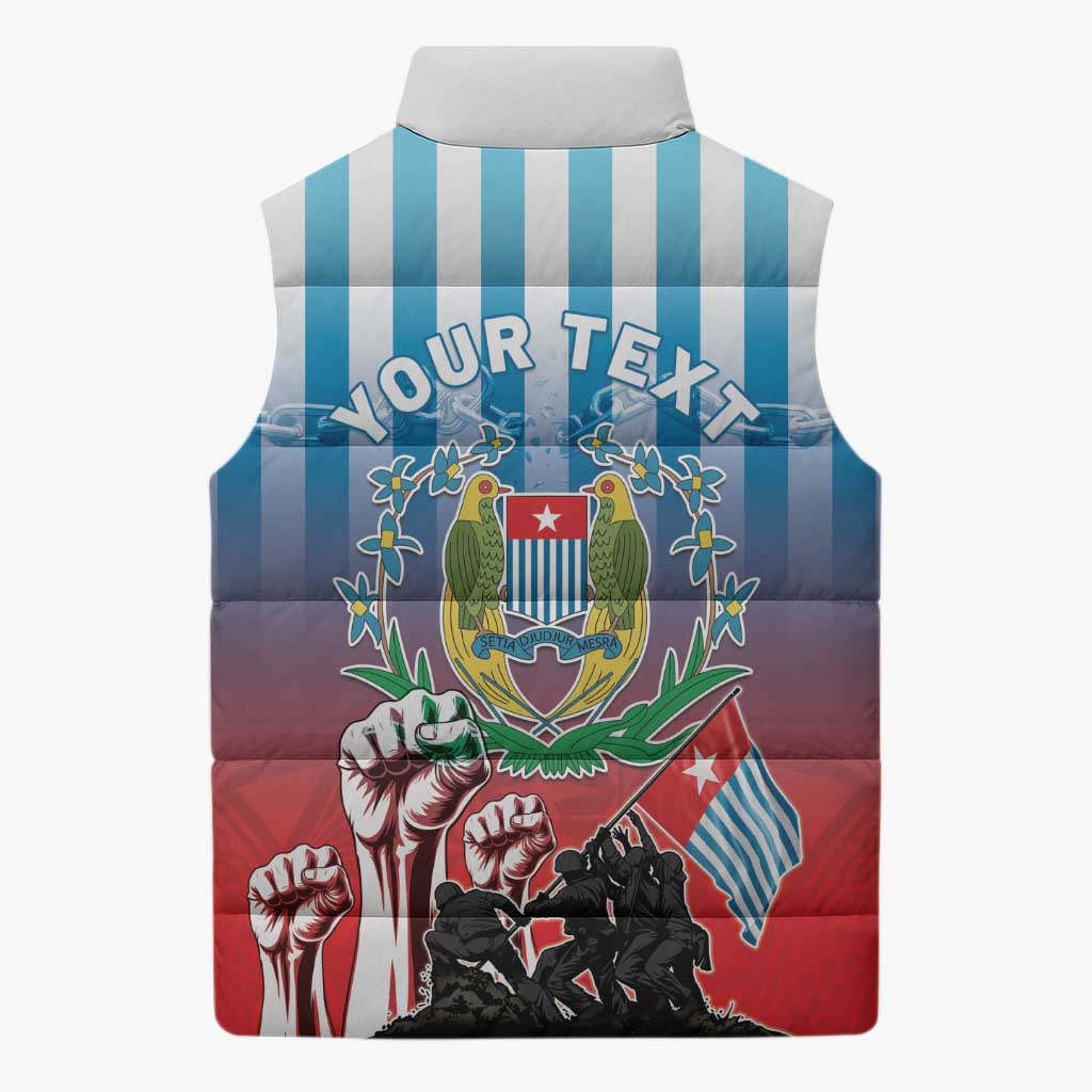 Personalised Free West Papua Sleeveless Puffer Jacket One People One Soul Unique Style LT05 - Polynesian Pride