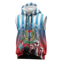 Personalised Free West Papua Sleeveless Zip Hoodie One People One Soul Unique Style LT05 Blue - Polynesian Pride