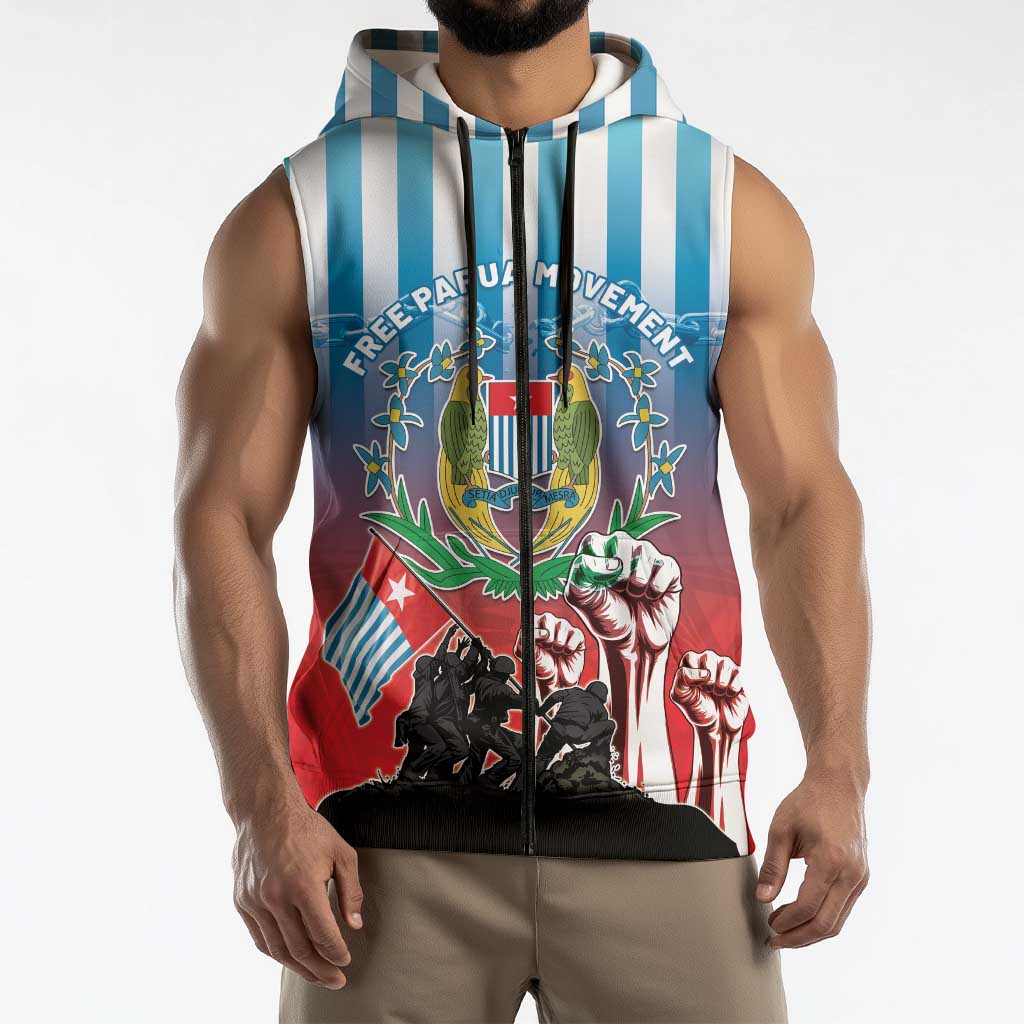 Personalised Free West Papua Sleeveless Zip Hoodie One People One Soul Unique Style LT05 - Polynesian Pride