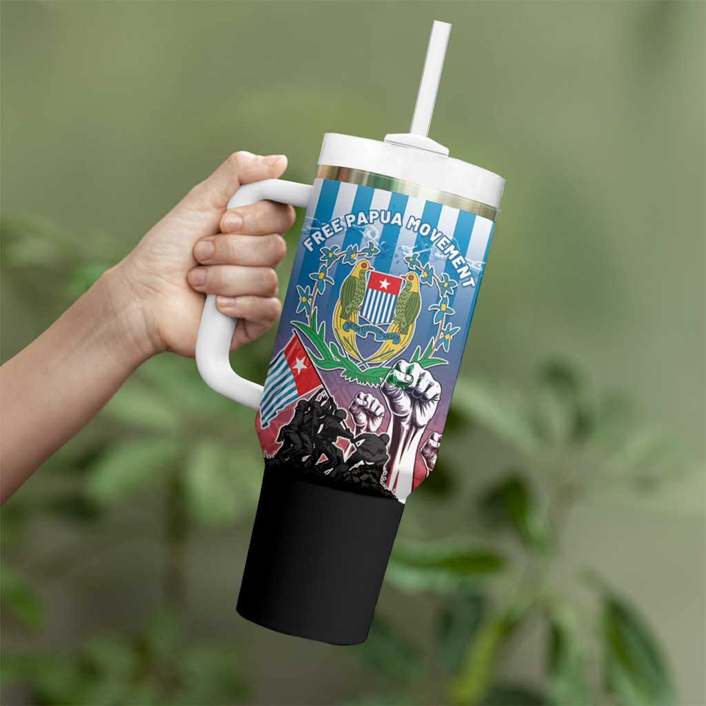 Personalised Free West Papua Tumbler With Handle One People One Soul Unique Style - Polynesian Pride