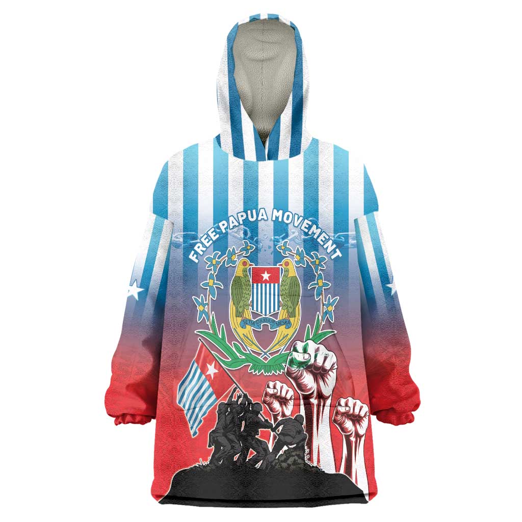 Personalised Free West Papua Wearable Blanket Hoodie One People One Soul Unique Style LT05 One Size Blue - Polynesian Pride