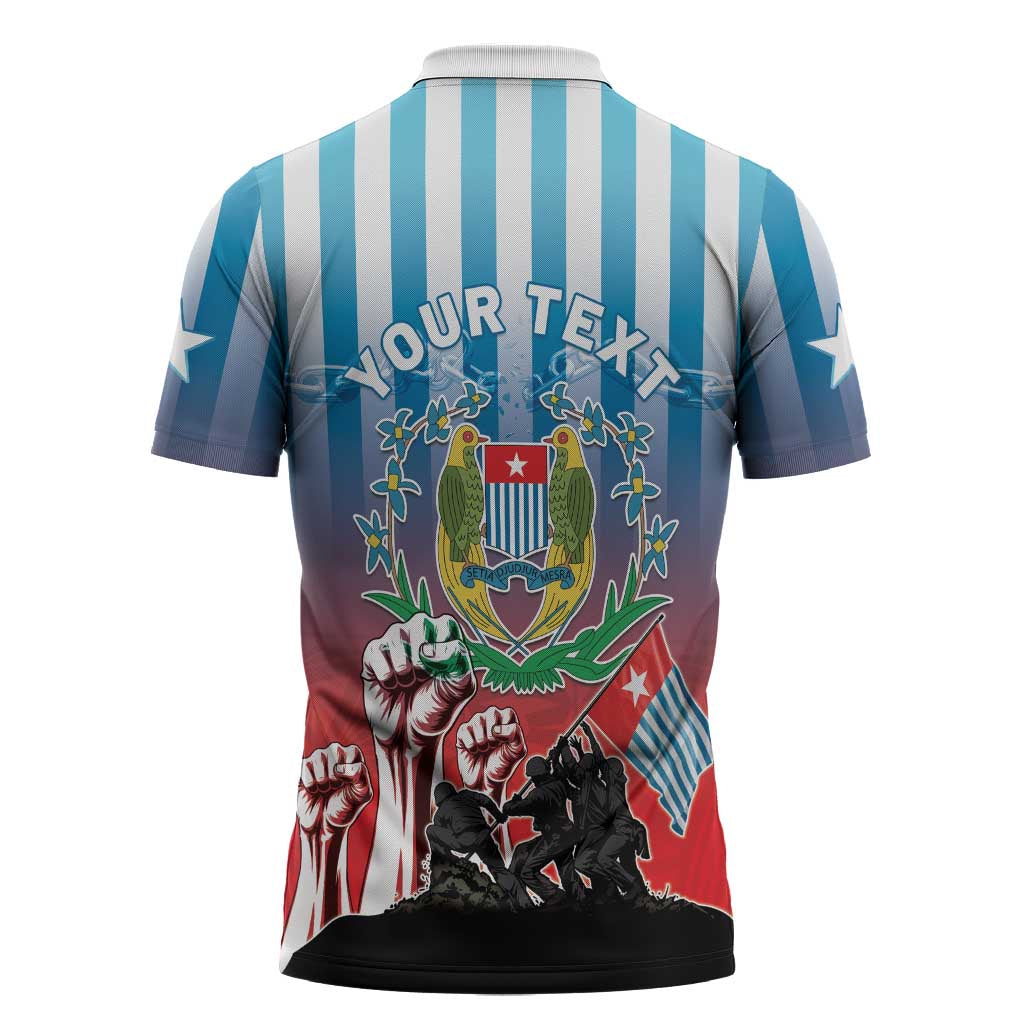 Personalised Free West Papua Zipper Polo Shirt One People One Soul Unique Style LT05 - Polynesian Pride