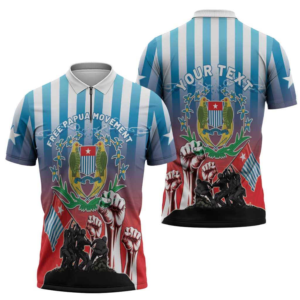 Personalised Free West Papua Zipper Polo Shirt One People One Soul Unique Style LT05 - Polynesian Pride