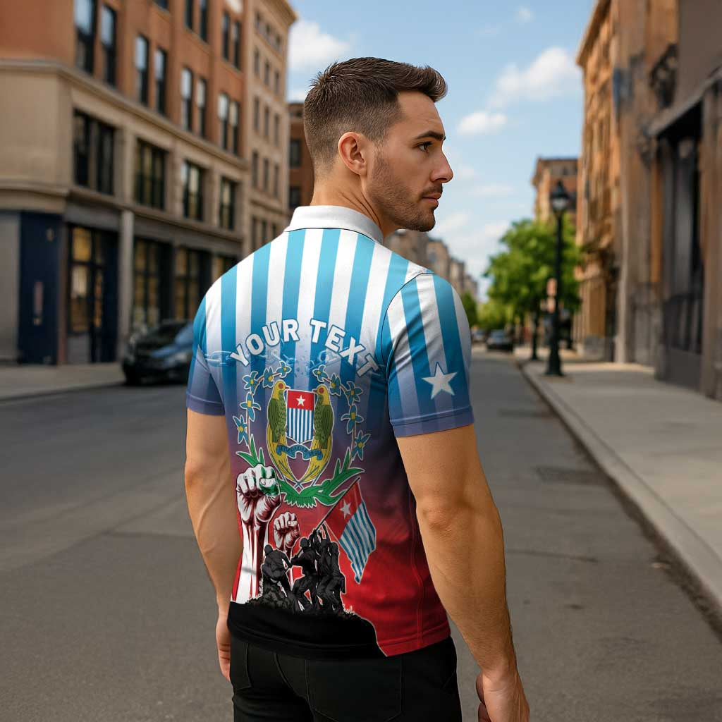 Personalised Free West Papua Zipper Polo Shirt One People One Soul Unique Style LT05 - Polynesian Pride