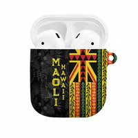 Hawaii Maoli Spirit AirPods Case Kakau Pattern With Flower Lei LT05 Black - Polynesian Pride