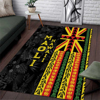 Hawaii Maoli Spirit Area Rug Kakau Pattern With Flower Lei - Polynesian Pride