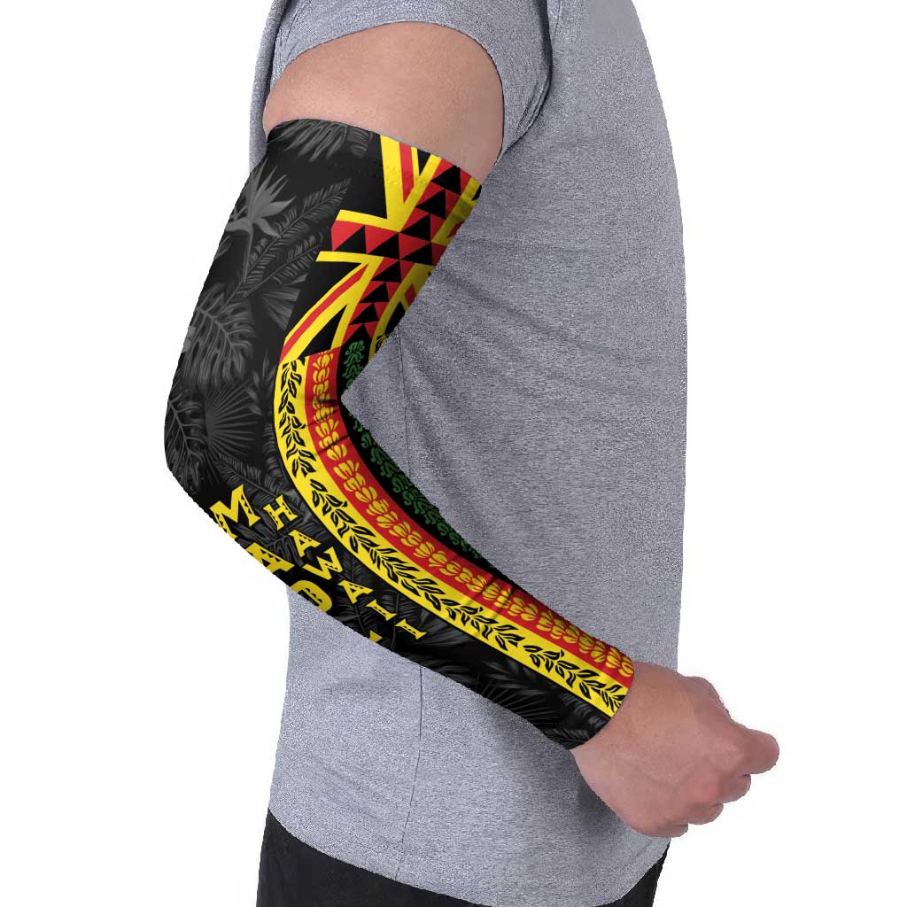 Hawaii Maoli Spirit Arm Sleeves Kakau Pattern With Flower Lei LT05 - Polynesian Pride