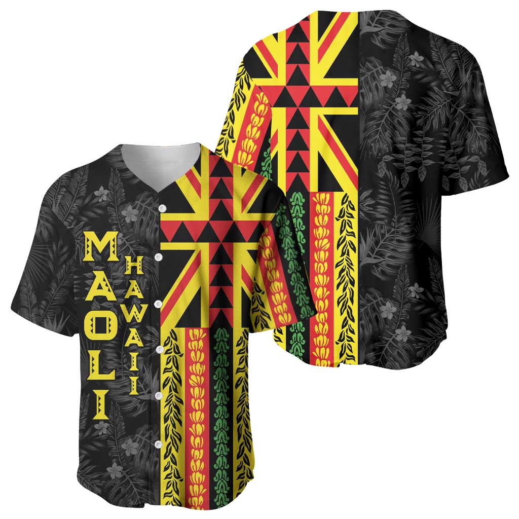 Hawaii Maoli Spirit Baseball Jersey Kakau Pattern With Flower Lei LT05 - Polynesian Pride