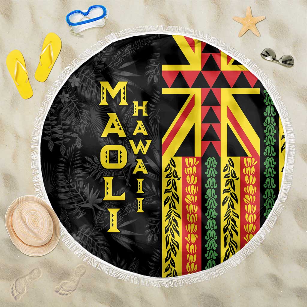 Hawaii Maoli Spirit Beach Blanket Kakau Pattern With Flower Lei - Polynesian Pride