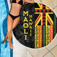 Hawaii Maoli Spirit Beach Blanket Kakau Pattern With Flower Lei - Polynesian Pride