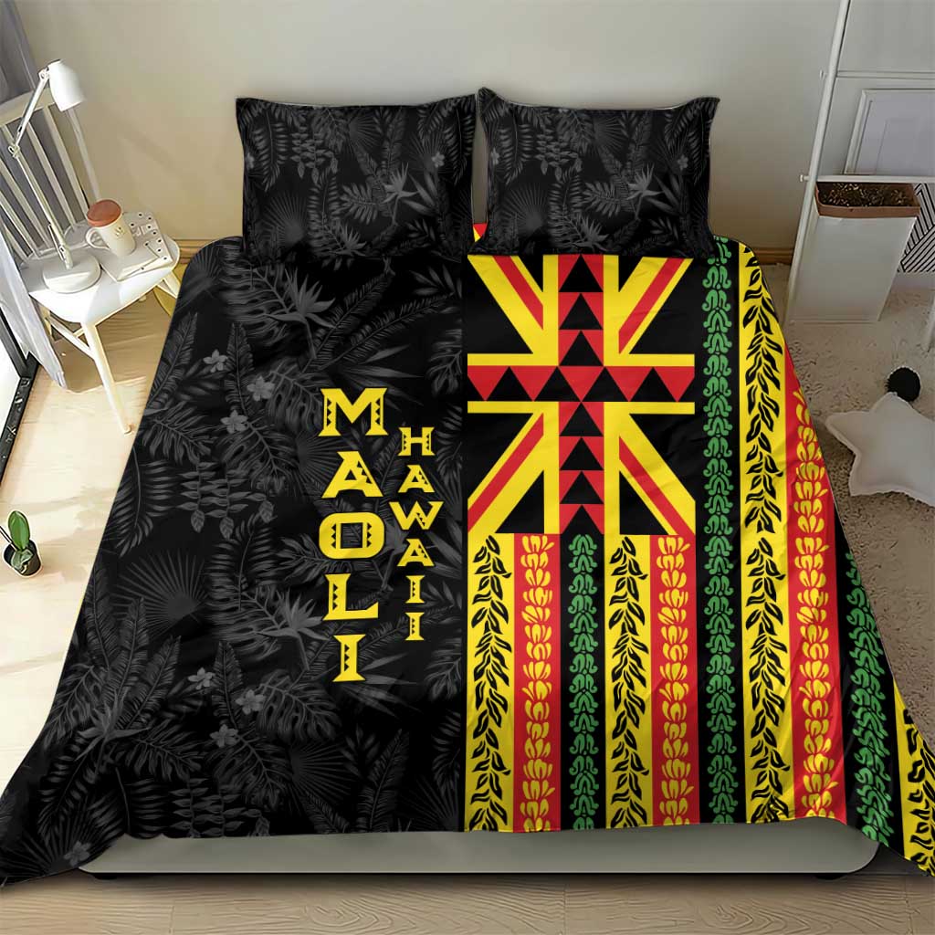 Hawaii Maoli Spirit Bedding Set Kakau Pattern With Flower Lei LT05 - Polynesian Pride