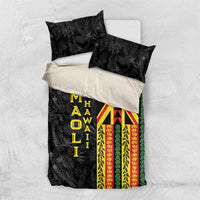 Hawaii Maoli Spirit Bedding Set Kakau Pattern With Flower Lei LT05 US Twin 172cm x 218cm Black - Polynesian Pride