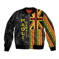 Hawaii Maoli Spirit Bomber Jacket Kakau Pattern With Flower Lei - Polynesian Pride