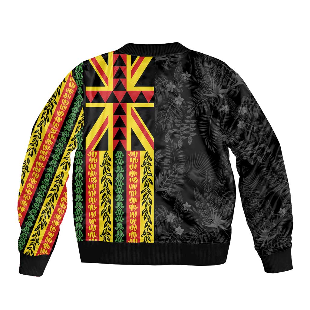 Hawaii Maoli Spirit Bomber Jacket Kakau Pattern With Flower Lei - Polynesian Pride