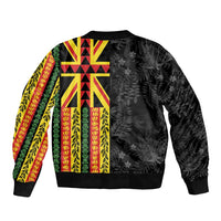 Hawaii Maoli Spirit Bomber Jacket Kakau Pattern With Flower Lei - Polynesian Pride