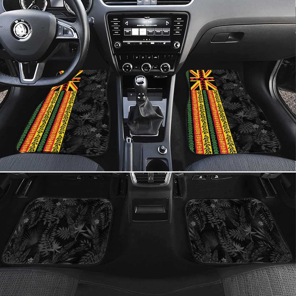 Hawaii Maoli Spirit Car Mats Kakau Pattern With Flower Lei - Polynesian Pride