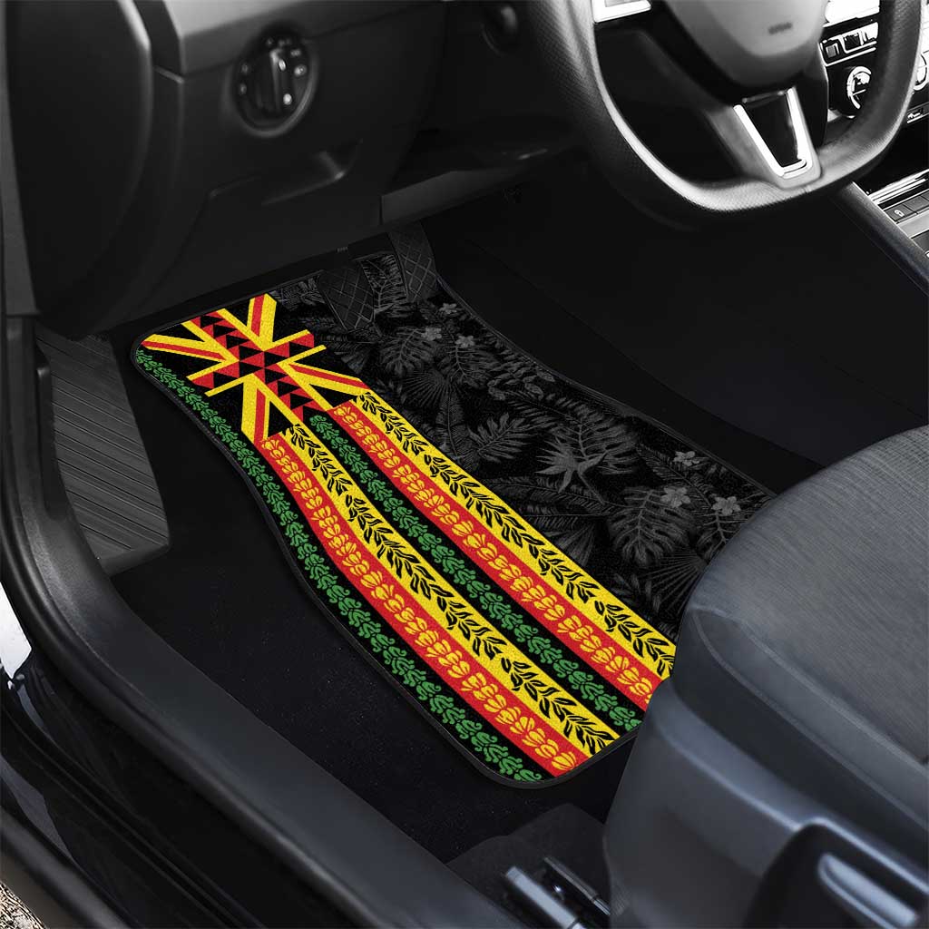 Hawaii Maoli Spirit Car Mats Kakau Pattern With Flower Lei - Polynesian Pride