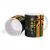 Hawaii Maoli Spirit Ceramic Mug Kakau Pattern With Flower Lei LT05 - Polynesian Pride