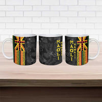 Hawaii Maoli Spirit Ceramic Mug Kakau Pattern With Flower Lei LT05 - Polynesian Pride
