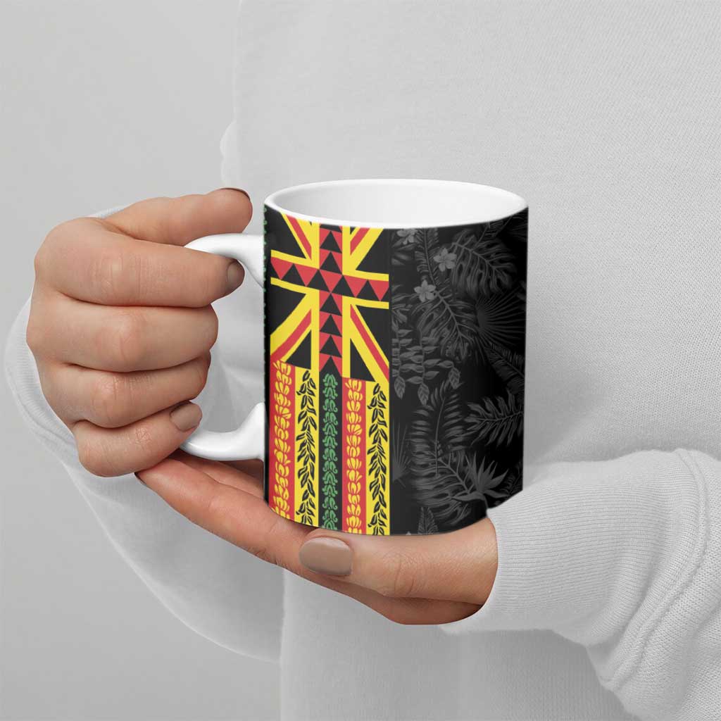 Hawaii Maoli Spirit Ceramic Mug Kakau Pattern With Flower Lei LT05 - Polynesian Pride