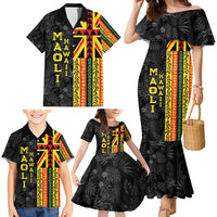 Hawaii Maoli Spirit Family Matching Mermaid Dress and Hawaiian Shirt Kakau Pattern With Flower Lei - Polynesian Pride