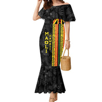 Hawaii Maoli Spirit Family Matching Mermaid Dress and Hawaiian Shirt Kakau Pattern With Flower Lei - Polynesian Pride