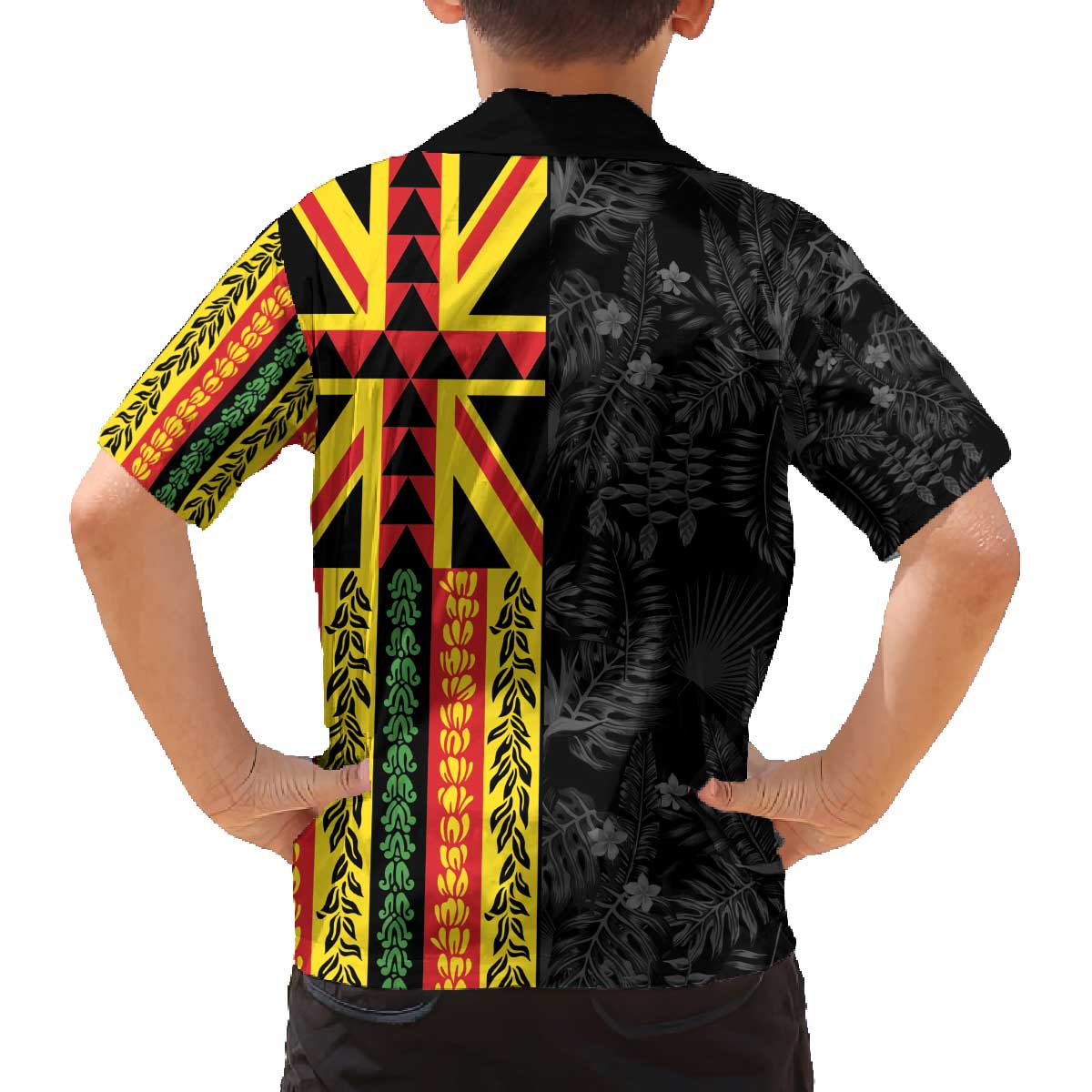 Hawaii Maoli Spirit Family Matching Off The Shoulder Long Sleeve Dress and Hawaiian Shirt Kakau Pattern With Flower Lei - Polynesian Pride