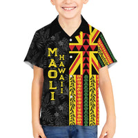 Hawaii Maoli Spirit Family Matching Puletasi and Hawaiian Shirt Kakau Pattern With Flower Lei - Polynesian Pride