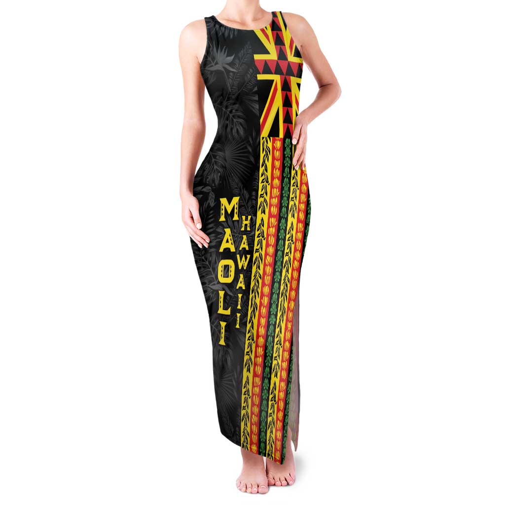 Hawaii Maoli Spirit Family Matching Tank Maxi Dress and Hawaiian Shirt Kakau Pattern With Flower Lei - Polynesian Pride