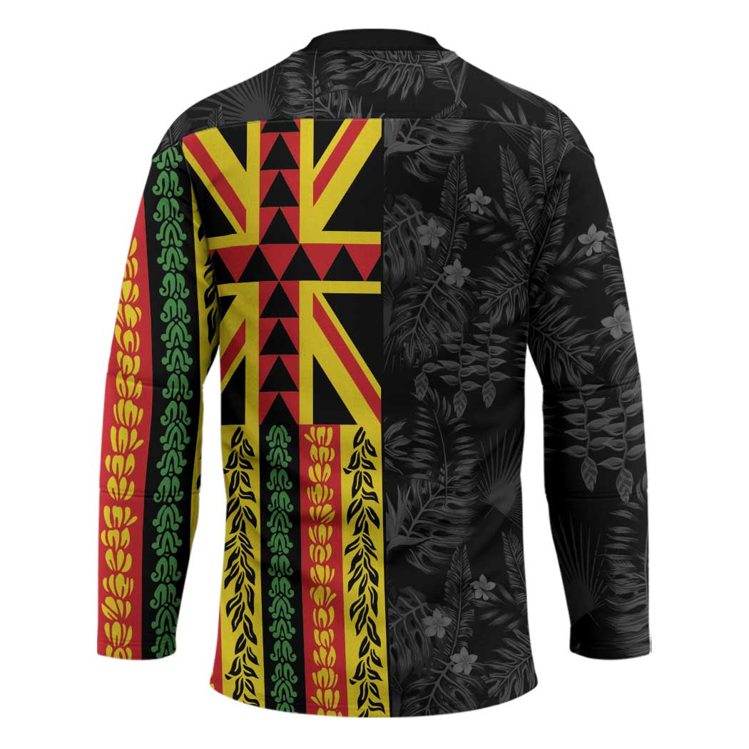 Hawaii Maoli Spirit Hockey Jersey Kakau Pattern With Flower Lei - Polynesian Pride