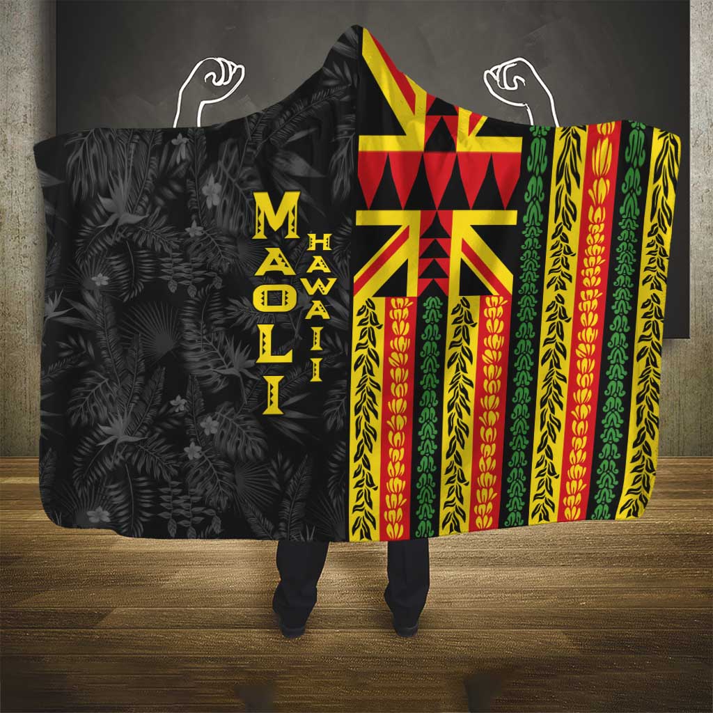Hawaii Maoli Spirit Hooded Blanket Kakau Pattern With Flower Lei LT05 - Polynesian Pride