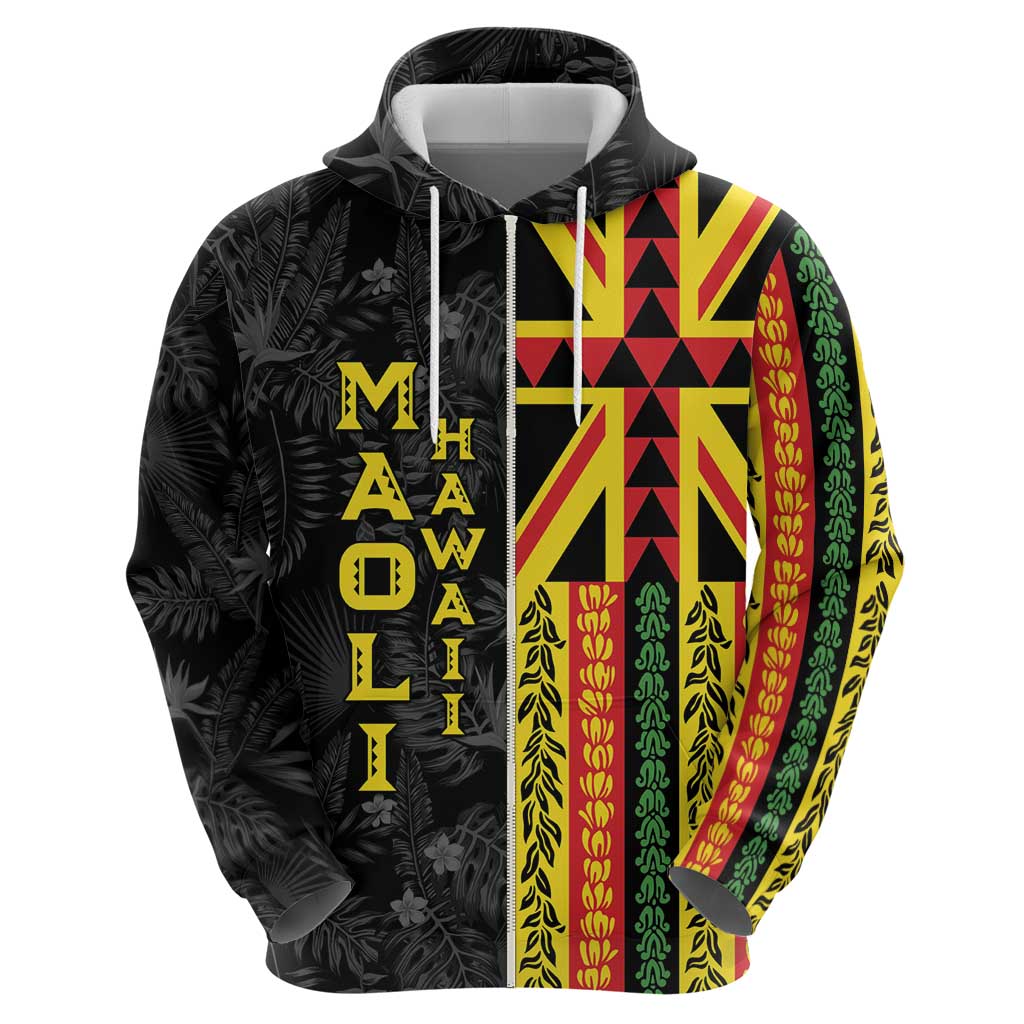 Hawaii Maoli Spirit Hoodie Kakau Pattern With Flower Lei - Polynesian Pride