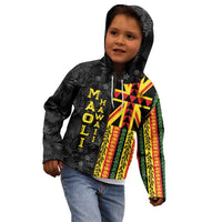 Hawaii Maoli Spirit Kid Hoodie Kakau Pattern With Flower Lei - Polynesian Pride