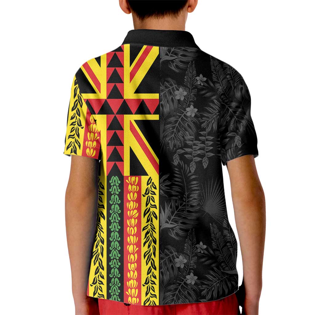 Hawaii Maoli Spirit Kid Polo Shirt Kakau Pattern With Flower Lei - Polynesian Pride