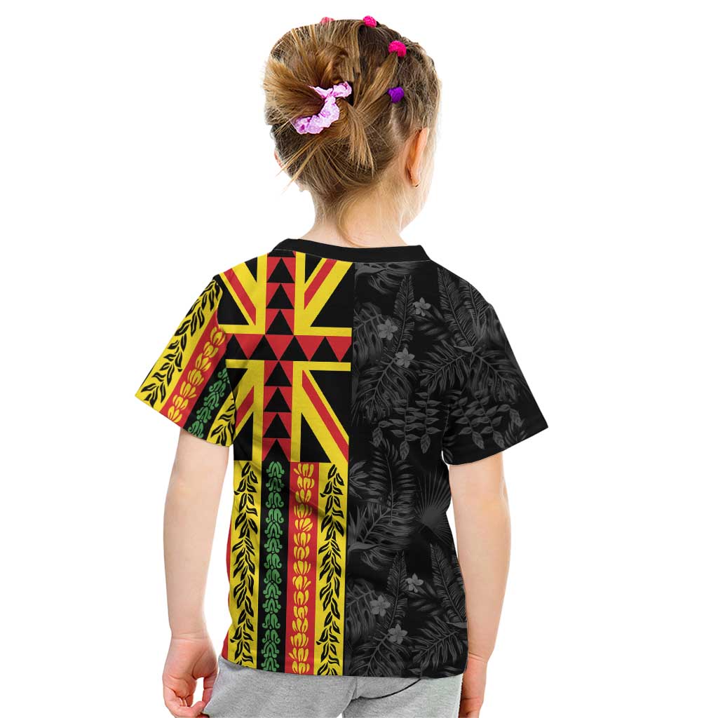 Hawaii Maoli Spirit Kid T Shirt Kakau Pattern With Flower Lei - Polynesian Pride