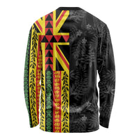 Hawaii Maoli Spirit Long Sleeve Shirt Kakau Pattern With Flower Lei LT05 - Polynesian Pride