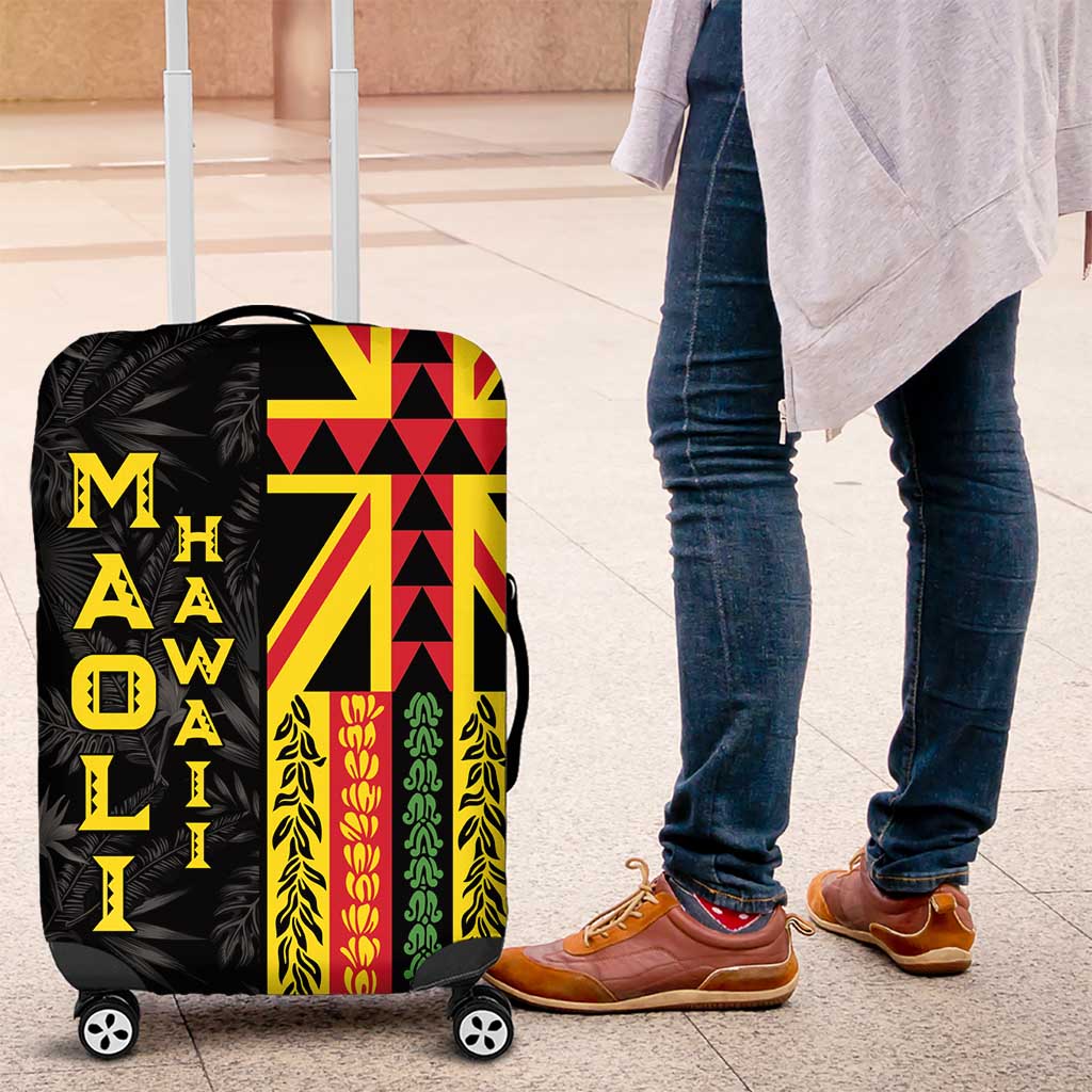 Hawaii Maoli Spirit Luggage Cover Kakau Pattern With Flower Lei - Polynesian Pride