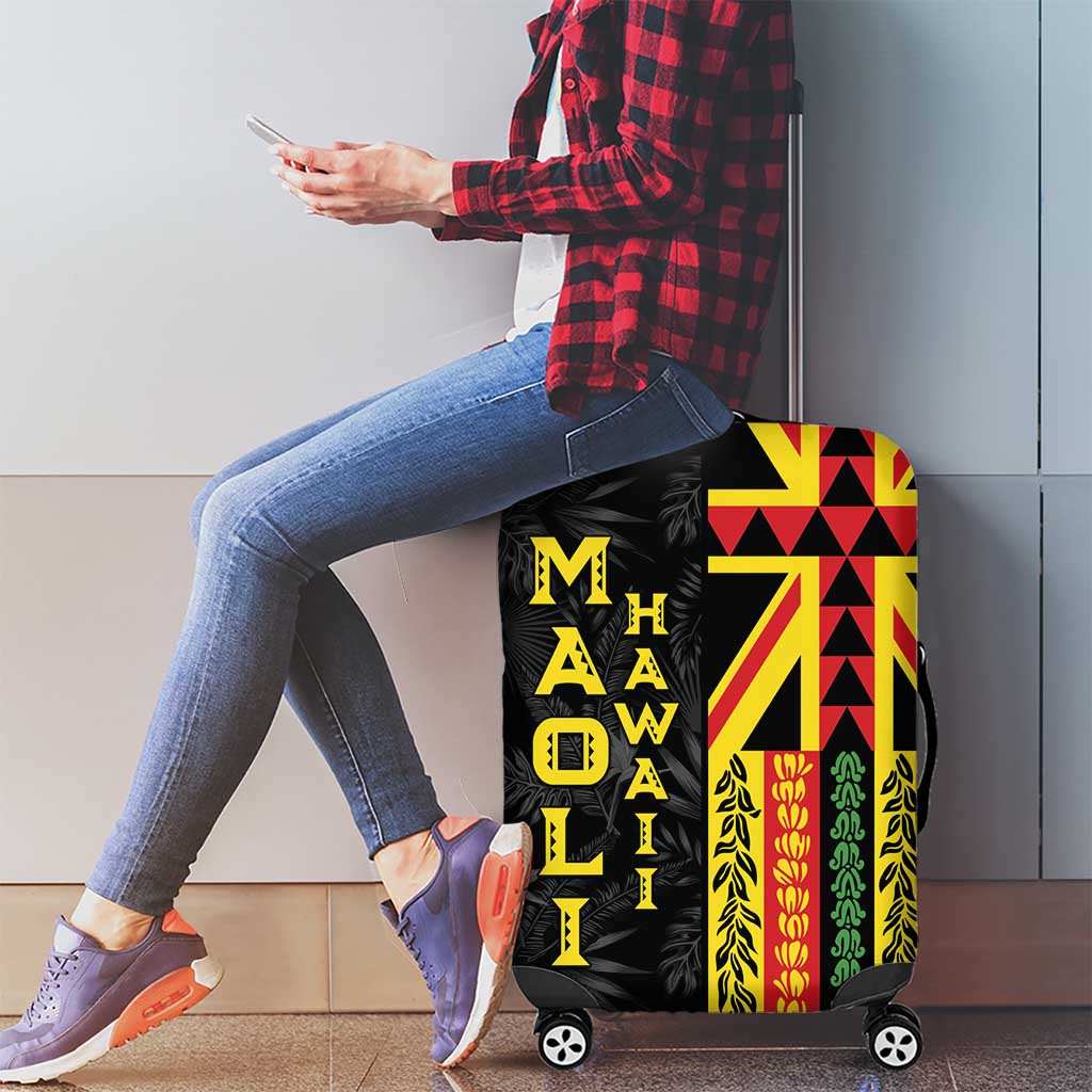 Hawaii Maoli Spirit Luggage Cover Kakau Pattern With Flower Lei - Polynesian Pride