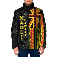 Hawaii Maoli Spirit Padded Jacket Kakau Pattern With Flower Lei - Polynesian Pride