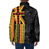 Hawaii Maoli Spirit Padded Jacket Kakau Pattern With Flower Lei - Polynesian Pride