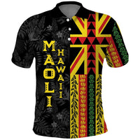 Hawaii Maoli Spirit Polo Shirt Kakau Pattern With Flower Lei - Polynesian Pride